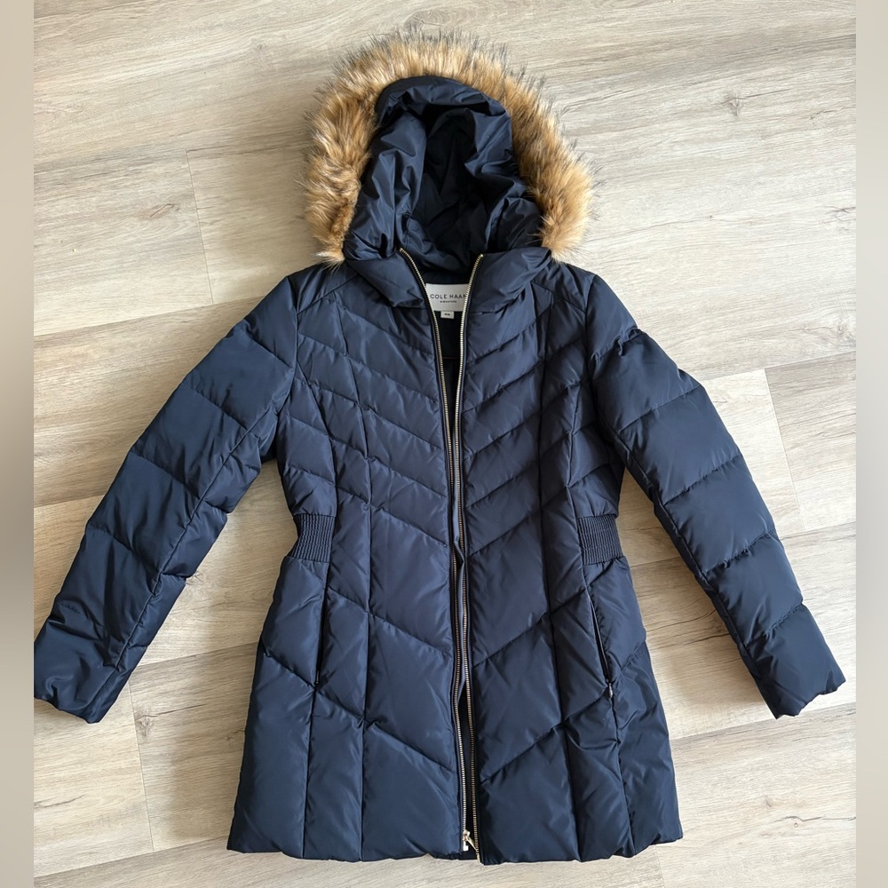 NWOT Cole Haan Women’s Medium Navy Blue Winter Puffer Coat